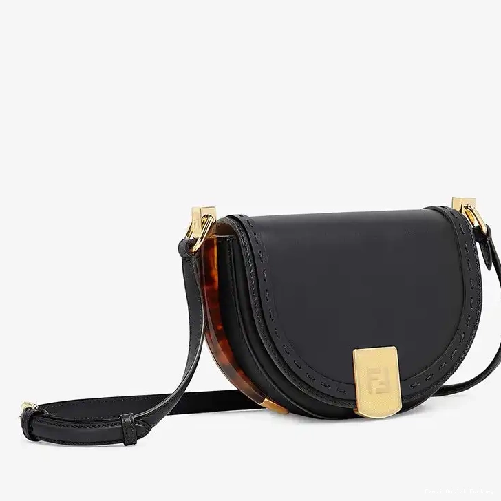 Cheap HOT Calf Logo Black In Moonlight Leather Fendi Bag ROMA 0620